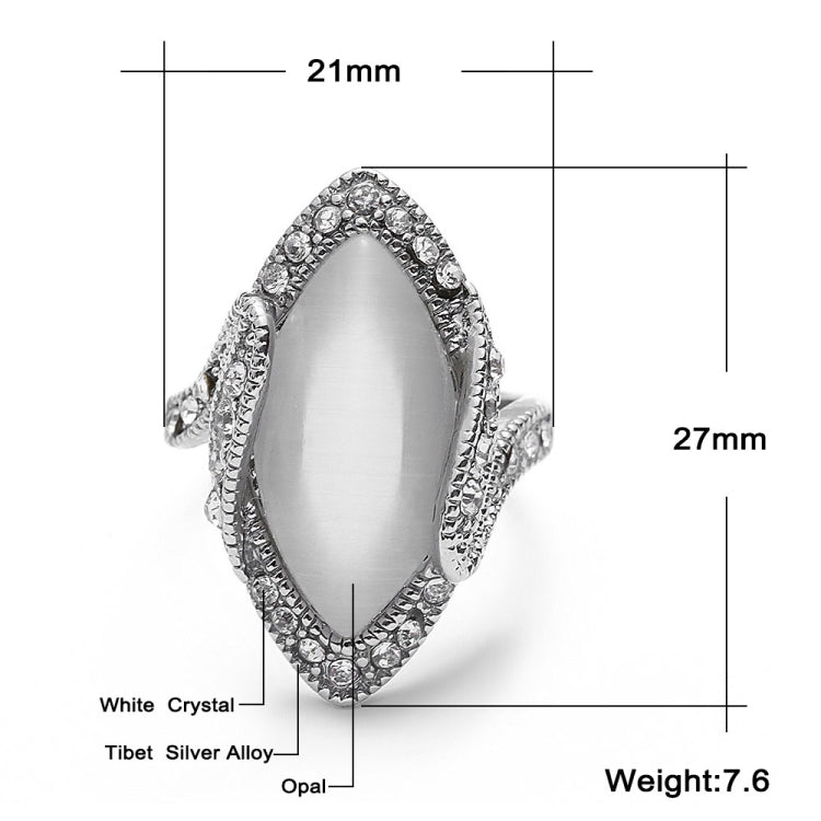 Anello opale ovale grande bianco placcato argento vintage da donna, 10, 7, 8, 9