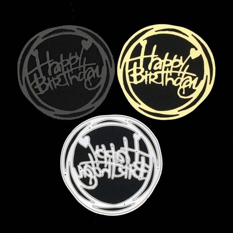 Stampo rotondo in acciaio per goffratura Happy Birthday