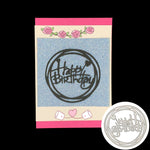 Stampo rotondo per coltello di buon compleanno, clip fai da te, album, biglietti d'auguri, creazione di stencil, Round Happy Birthday Shape