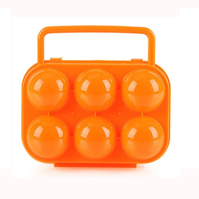 Custodia per scatola di immagazzinaggio per uova in contenitore di plastica per 6 uova con manico portatile da 2 pezzi, 6 Eggs Green, 6 Eggs Orange, 6 Eggs Blue