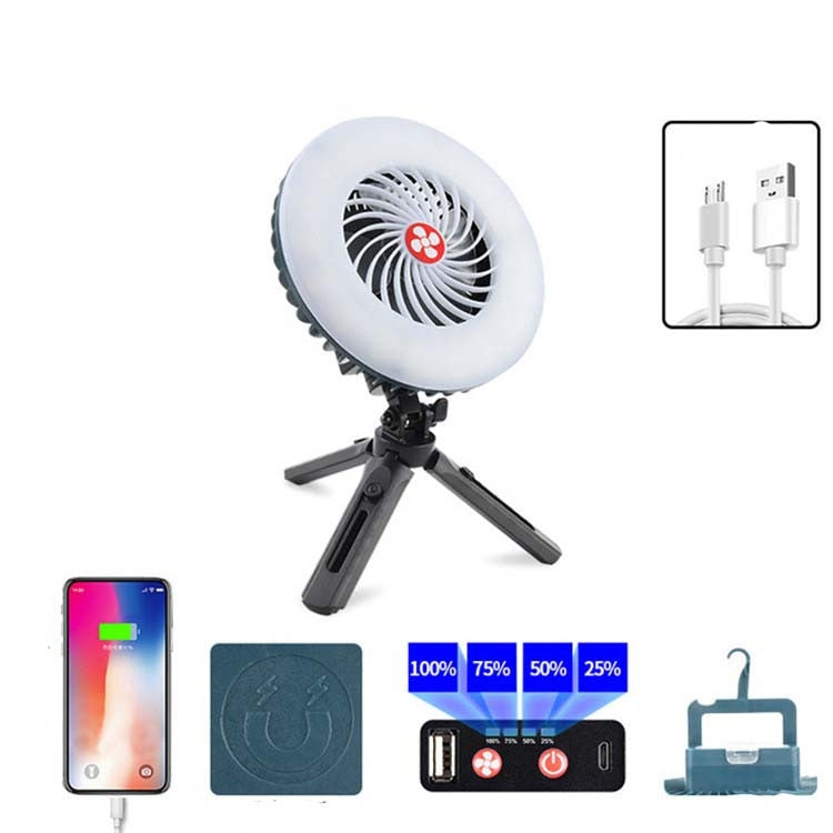 Lampada ventilatore ricaricabile USB per campeggio