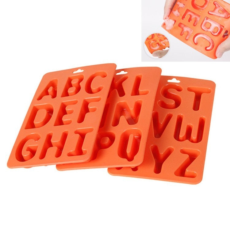 Set di vassoi per ghiaccio in silicone con cubetti di ghiaccio con lettere A-Z 3 in 1, 3 in 1 LetterShalpe(Yellow), 3 in 1 LetterShalpe(Orange)