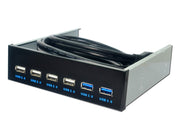 Pannello frontale Floppy Bay da 5,25 pollici a 6 porte con adattatore di alimentazione Splitter hub USB 2 porte USB 3.0 + 4 porte USB 2.0, 6 Ports USB