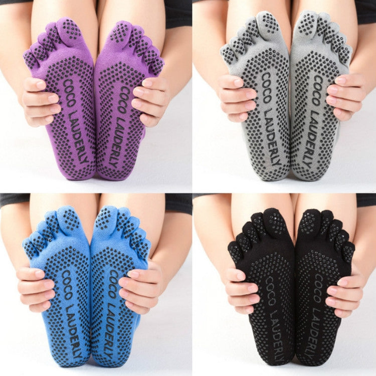 Calzini da yoga antiscivolo in tinta unita assorbenti del sudore Calzini con dita divise per donna, Socks Black, Socks Gray, Socks Purple, Socks Watermelon Red, Socks Blue, Socks Open Toe Black, Socks Open Toe Blue, Socks Open Toe Purple               ...