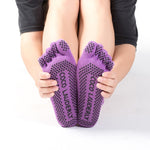 Calzini da yoga antiscivolo in tinta unita assorbenti del sudore Calzini con dita divise per donna, Socks Black, Socks Gray, Socks Purple, Socks Watermelon Red, Socks Blue, Socks Open Toe Black, Socks Open Toe Blue, Socks Open Toe Purple               ...