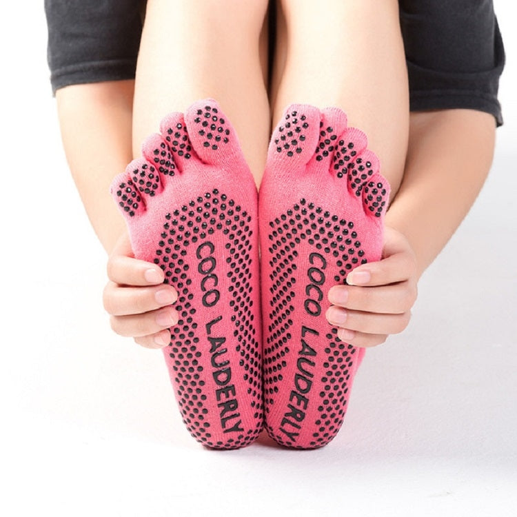 Calzini da yoga antiscivolo in tinta unita assorbenti del sudore Calzini con dita divise per donna, Socks Black, Socks Gray, Socks Purple, Socks Watermelon Red, Socks Blue, Socks Open Toe Black, Socks Open Toe Blue, Socks Open Toe Purple               ...