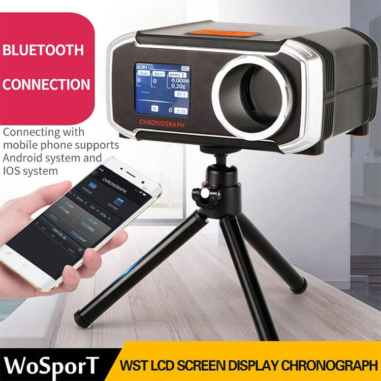 WoSporT Tester di velocità del cronografo con display LCD, sincronizzazione Bluetooth APP Otto lingue mostrano la misurazione della velocità