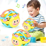 Giocattolo educativo precoce con manubri a sonaglino a mano con ape in cartone animato in gomma morbida per giocattolo per bambini con campanello a mano per bambini, Bee Dumbbell