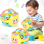 Giocattolo educativo precoce con manubri a sonaglino a mano con ape in cartone animato in gomma morbida per giocattolo per bambini con campanello a mano per bambini, Bee Dumbbell