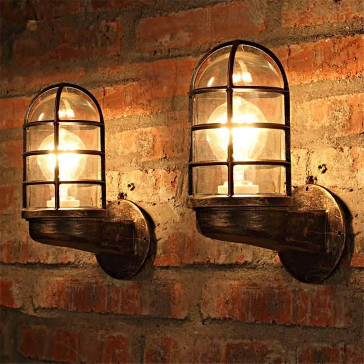 Lampada da parete industriale retrò a gabbia, soffitta, illuminazione interna, lampada da parete in ferro e rame senza lampadina