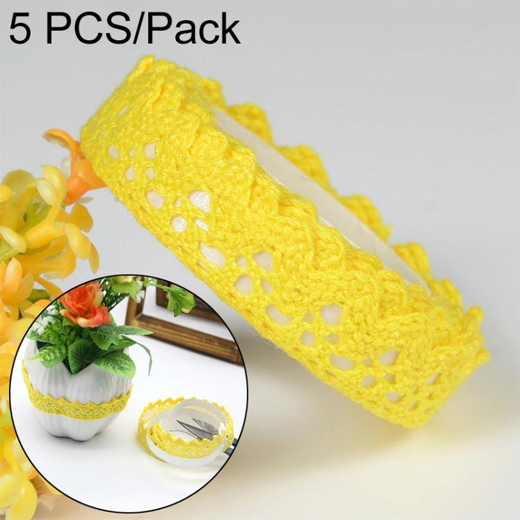 Set 5 nastri adesivi in pizzo di cotone bianco 18x2 m