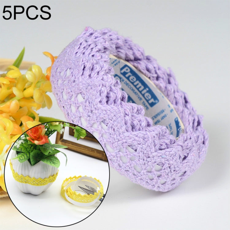 5 pezzi di tessuto di pizzo di cotone bianco all'uncinetto nastro di nastro adesivo in maglia adesivo decorazione artigianale forniture di cancelleria