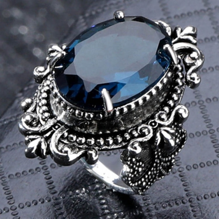 Anello in argento 925 con topazio azzurro mare a forma di uovo d'oca vintage, 10, 6, 7, 8, 9