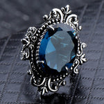 Anello in argento 925 con topazio azzurro mare a forma di uovo d'oca vintage, 10, 6, 7, 8, 9