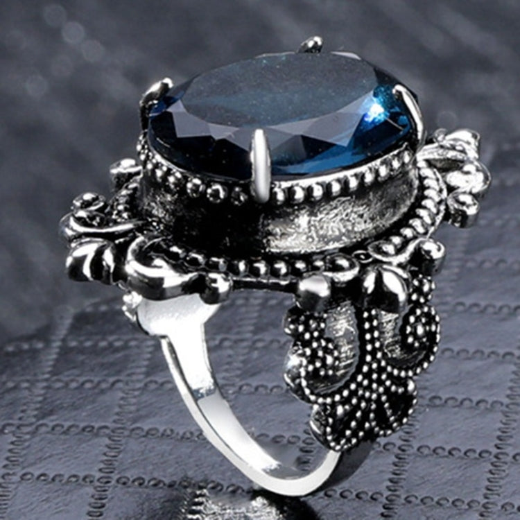 Anello in argento 925 con topazio azzurro mare a forma di uovo d'oca vintage, 10, 6, 7, 8, 9