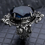 Anello in argento 925 con topazio azzurro mare a forma di uovo d'oca vintage, 10, 6, 7, 8, 9