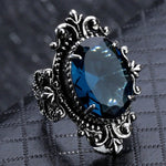 Anello in argento 925 con topazio azzurro mare a forma di uovo d'oca vintage, 10, 6, 7, 8, 9