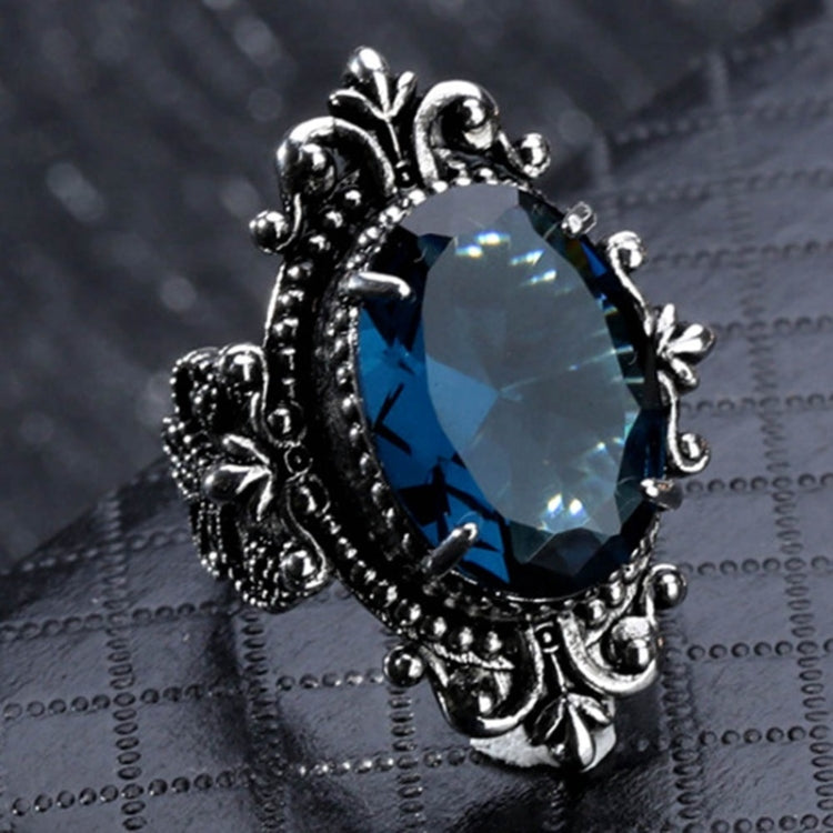 Anello in argento 925 con topazio azzurro mare a forma di uovo d'oca vintage, 10, 6, 7, 8, 9