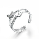 Anello di apertura con diamante a forma di farfalla carina moda donna