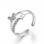 Anello di apertura con diamante a forma di farfalla carina moda donna