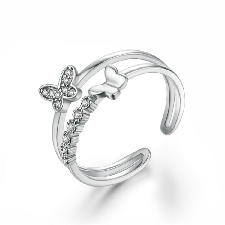 Anello di apertura con diamante a forma di farfalla carina moda donna