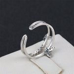 Anello di apertura con diamante a forma di farfalla carina moda donna