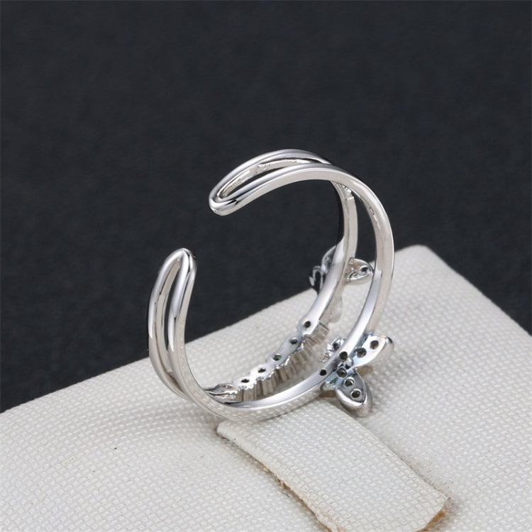 Anello di apertura con diamante a forma di farfalla carina moda donna