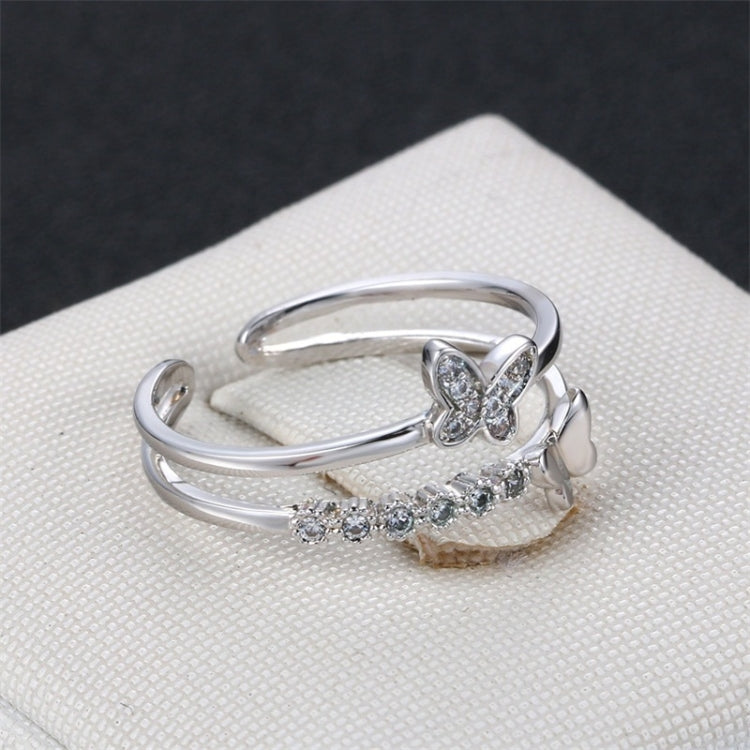 Anello di apertura con diamante a forma di farfalla carina moda donna