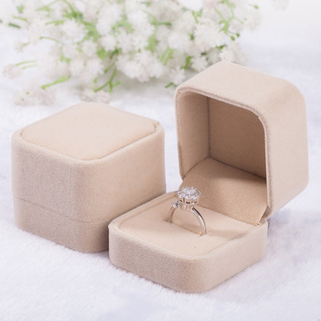 3 pezzi Accessori per gioielli da sposa Scatola per gioielli in velluto quadrato Vetrina per gioielli Scatole regalo Scatola per orecchini ad anello