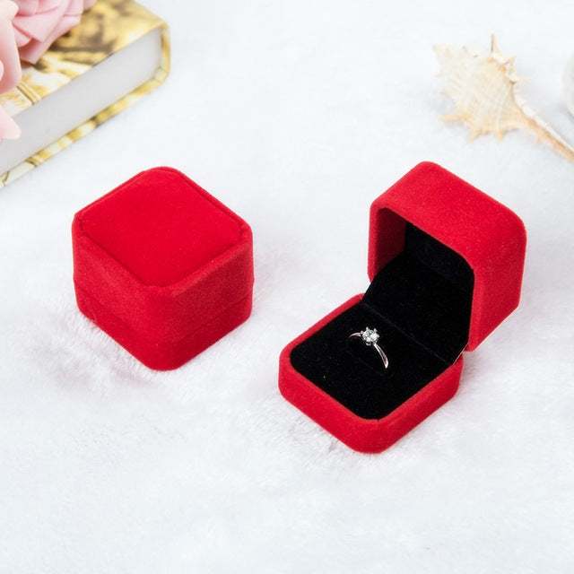 3 pezzi Accessori per gioielli da sposa Scatola per gioielli in velluto quadrato Vetrina per gioielli Scatole regalo Scatola per orecchini ad anello
