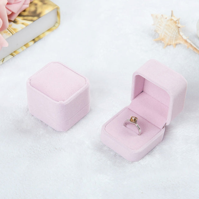 3 pezzi Accessori per gioielli da sposa Scatola per gioielli in velluto quadrato Vetrina per gioielli Scatole regalo Scatola per orecchini ad anello