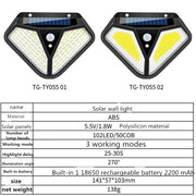 Lampada da parete solare LED 102+50 COB impermeabile