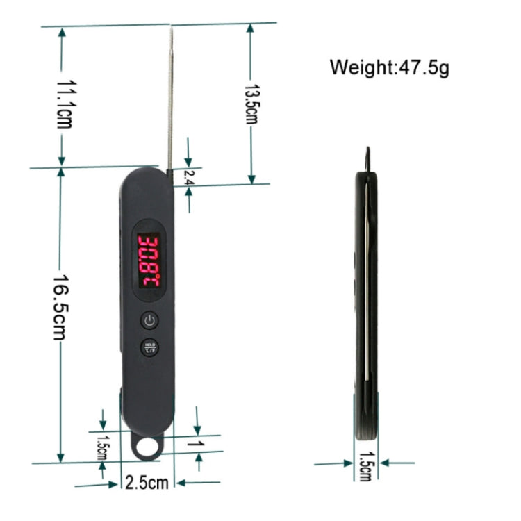 Termometro digitale per carne pieghevole da 2 pezzi, sonda wireless a lettura istantanea, cucina, cottura, alimenti, sonda lunga in acciaio inossidabile, termometro per barbecue, BBQ Probe