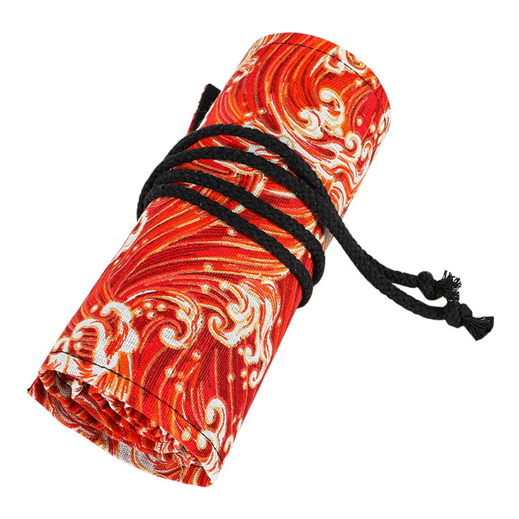Astuccio per matite con stampa a onde del Mar Rosso dorato Astuccio per matite di grande capacità in tela Borsa per penne grande