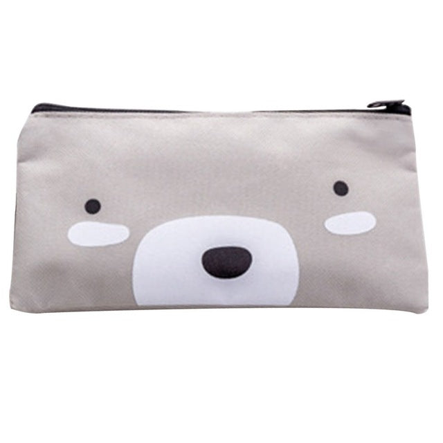 2 pezzi di cartone animato cane semplice astuccio per matite di grande capacità cancelleria per studenti di scuola per ufficio, Grey, Blue, Dark Blue, Light Yellow