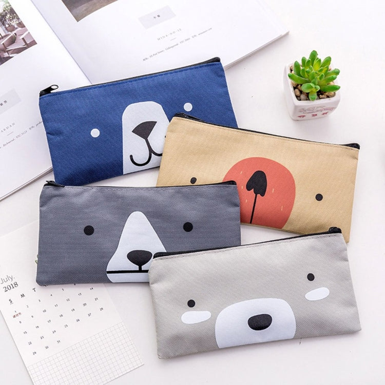 2 pezzi di cartone animato cane semplice astuccio per matite di grande capacità cancelleria per studenti di scuola per ufficio, Grey, Blue, Dark Blue, Light Yellow