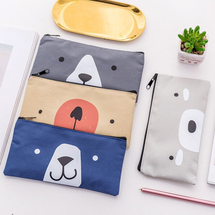 2 pezzi di cartone animato cane semplice astuccio per matite di grande capacità cancelleria per studenti di scuola per ufficio, Grey, Blue, Dark Blue, Light Yellow