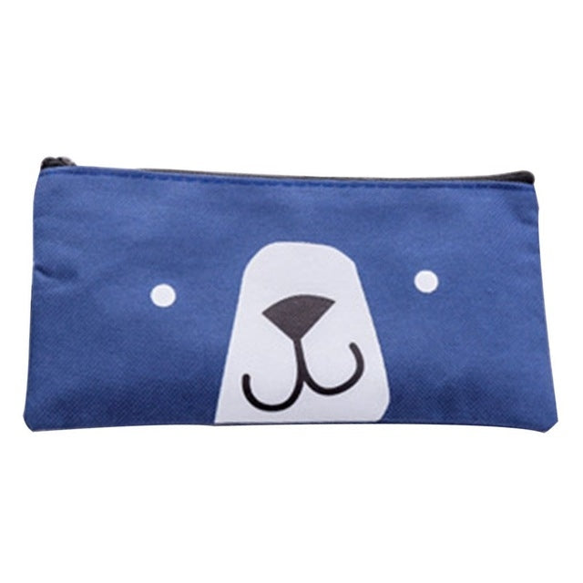 2 pezzi di cartone animato cane semplice astuccio per matite di grande capacità cancelleria per studenti di scuola per ufficio, Grey, Blue, Dark Blue, Light Yellow