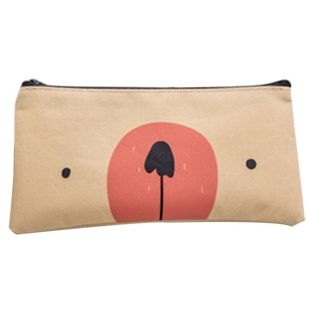 2 pezzi di cartone animato cane semplice astuccio per matite di grande capacità cancelleria per studenti di scuola per ufficio, Grey, Blue, Dark Blue, Light Yellow