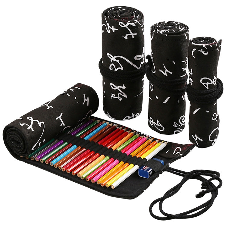 Calligrafia Cute Canvas Roll Astuccio per matite scolastico Astuccio per matite Borsa per penne per studenti Custodia per cancelleria