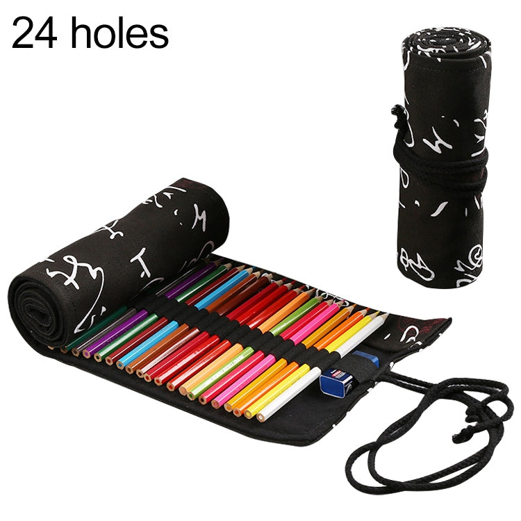 Calligrafia Cute Canvas Roll Astuccio per matite scolastico Astuccio per matite Borsa per penne per studenti Custodia per cancelleria