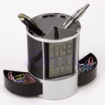 Portapenne per penna a rete da scrivania Calendario perpetuo Forniture per ufficio Scatola portapenne digitale multifunzionale per penne a LED