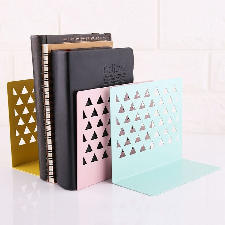 Organizzatore da tavolo vuoto triangolare in metallo Fermalibri Supporto per supporto Scaffale Porta libri Forniture per ufficio domestico