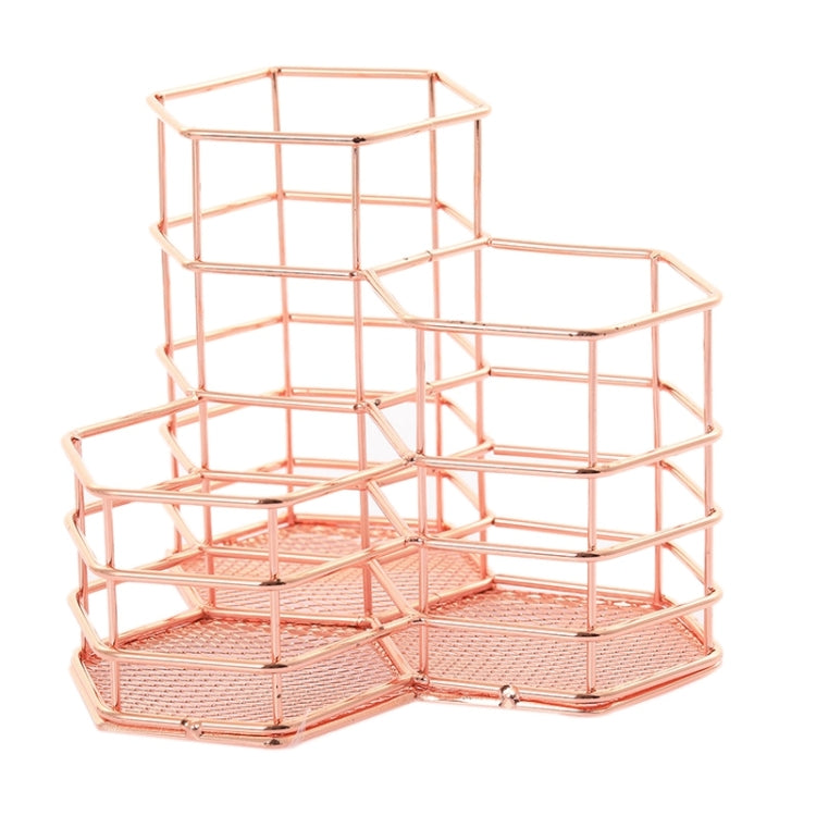 2 pezzi portapenne da scrivania portapenne esagonale in ferro cavo per trucco organizzatore contenitore per cancelleria portapenne esagonale, Pen Cup Holder