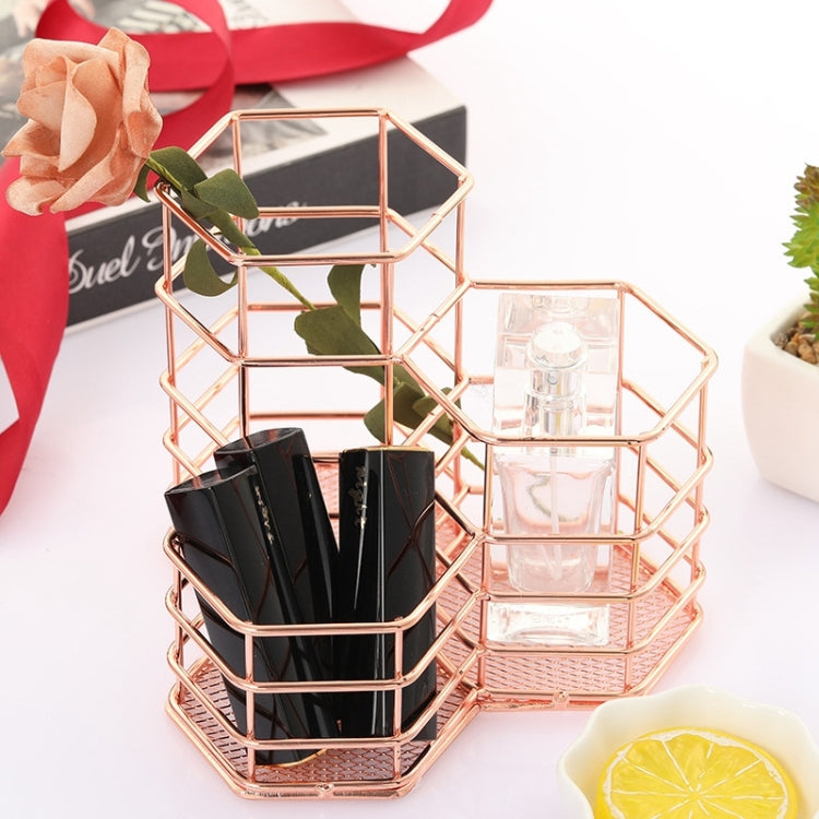 2 pezzi portapenne da scrivania portapenne esagonale in ferro cavo per trucco organizzatore contenitore per cancelleria portapenne esagonale, Pen Cup Holder