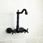 Rubinetto a parete antico per acqua calda fredda tutto in bronzo da bagno a parete