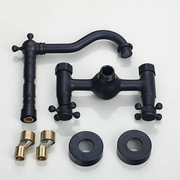 Rubinetto a parete antico per acqua calda fredda tutto in bronzo da bagno a parete