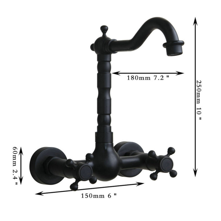 Rubinetto a parete antico per acqua calda fredda tutto in bronzo da bagno a parete