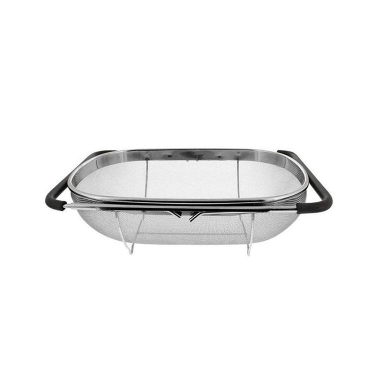 2 utensili da cucina con filtro pieghevole in acciaio inossidabile, drenaggio, cesto di frutta e verdura retrattile per uso domestico, 24x34x11cm, 18x27x11cm