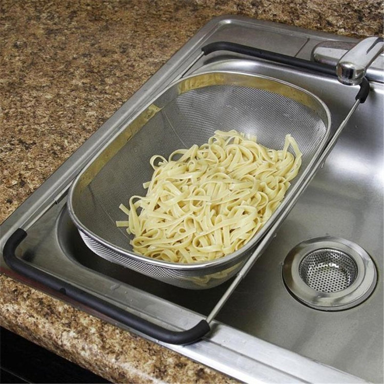 2 utensili da cucina con filtro pieghevole in acciaio inossidabile, drenaggio, cesto di frutta e verdura retrattile per uso domestico, 24x34x11cm, 18x27x11cm